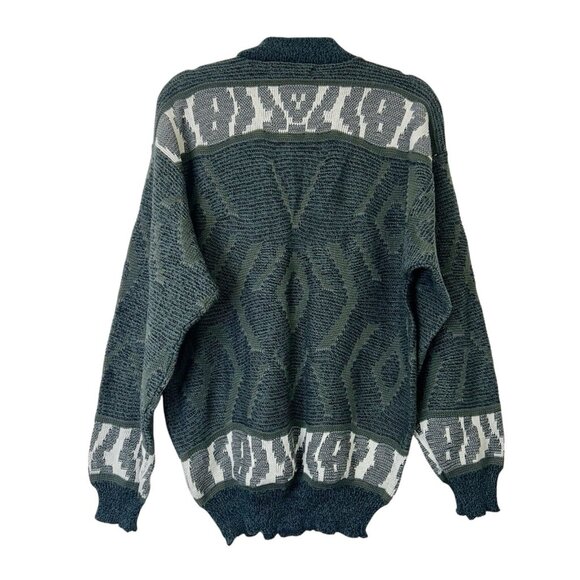 Vintage Zeppelin Embroidered Knit Sweater Women’s Size Large Green 80s - Picture 2 of 7